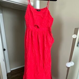 Elegant Red Sleeveless Cutout front Dress